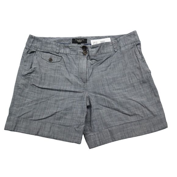 Talbots Shorts Womens 14P Gray Mid Rise Flat Front 4 Pocket Petite Casual Chino - Picture 1 of 15
